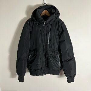 Mackage Men's Black Hooded Down Filled Coat Size 40 US Medium Elbow patches